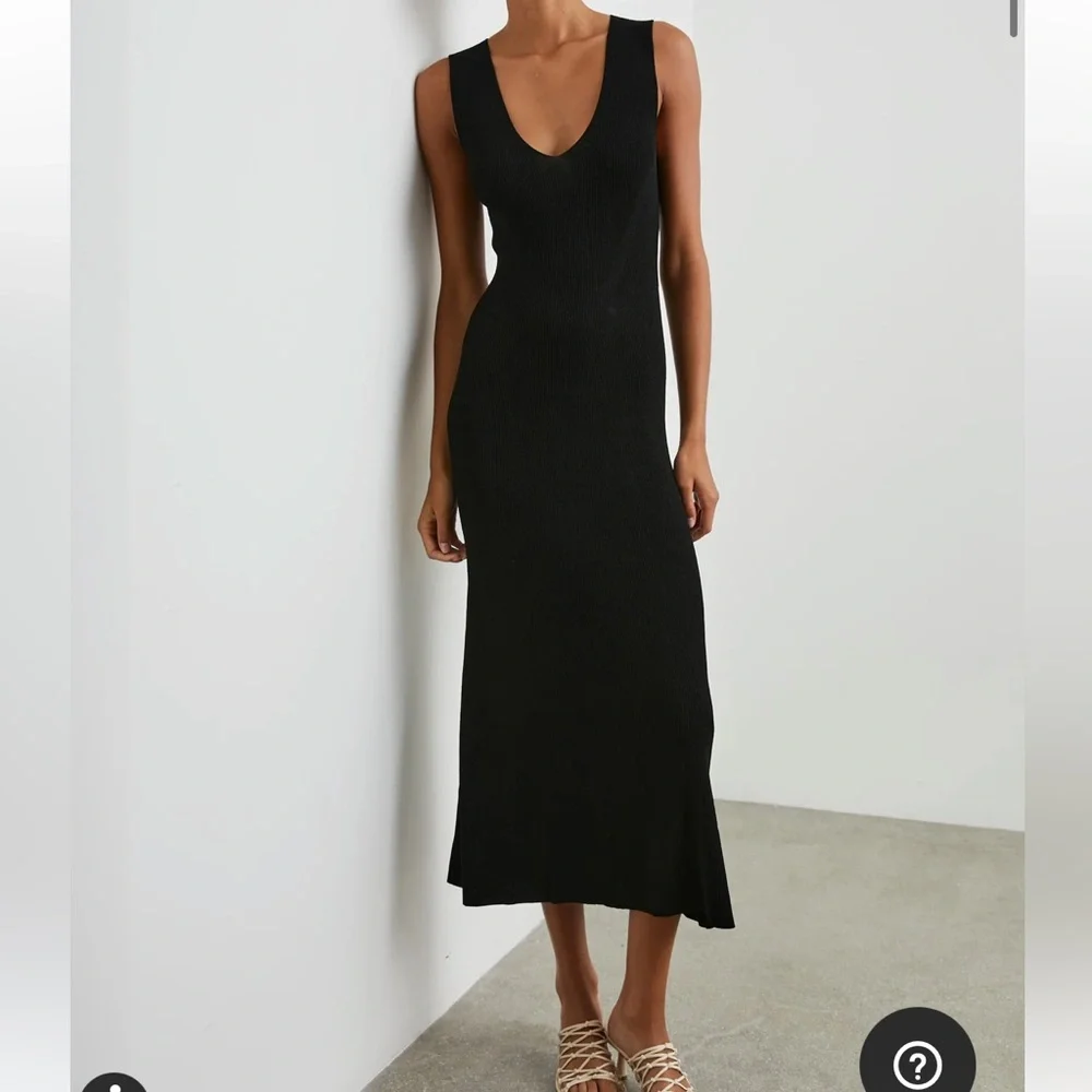 Rails Teagan Dress Black Midi Ribbed Knit, Size Medium - Picture 6 of 6